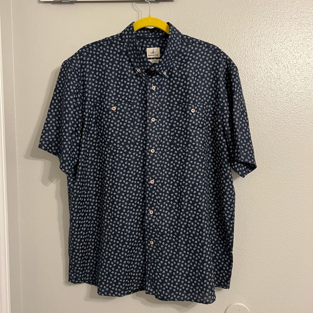 NWOT Johnnie o Men’s Hangin’ Out Collection Linen Blend Button Down Shirt Sz XL